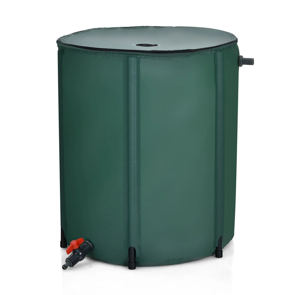Rain Barrel Water Collector Collapsible Tank W/ Spigot Filter 53 Gallon