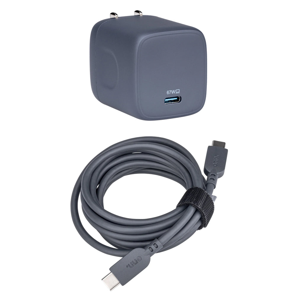 onn.  67W Laptop Charger with 1 -C Port, Compatible for Apple,Dell,,Asus,Acer,Lenovo,Grey