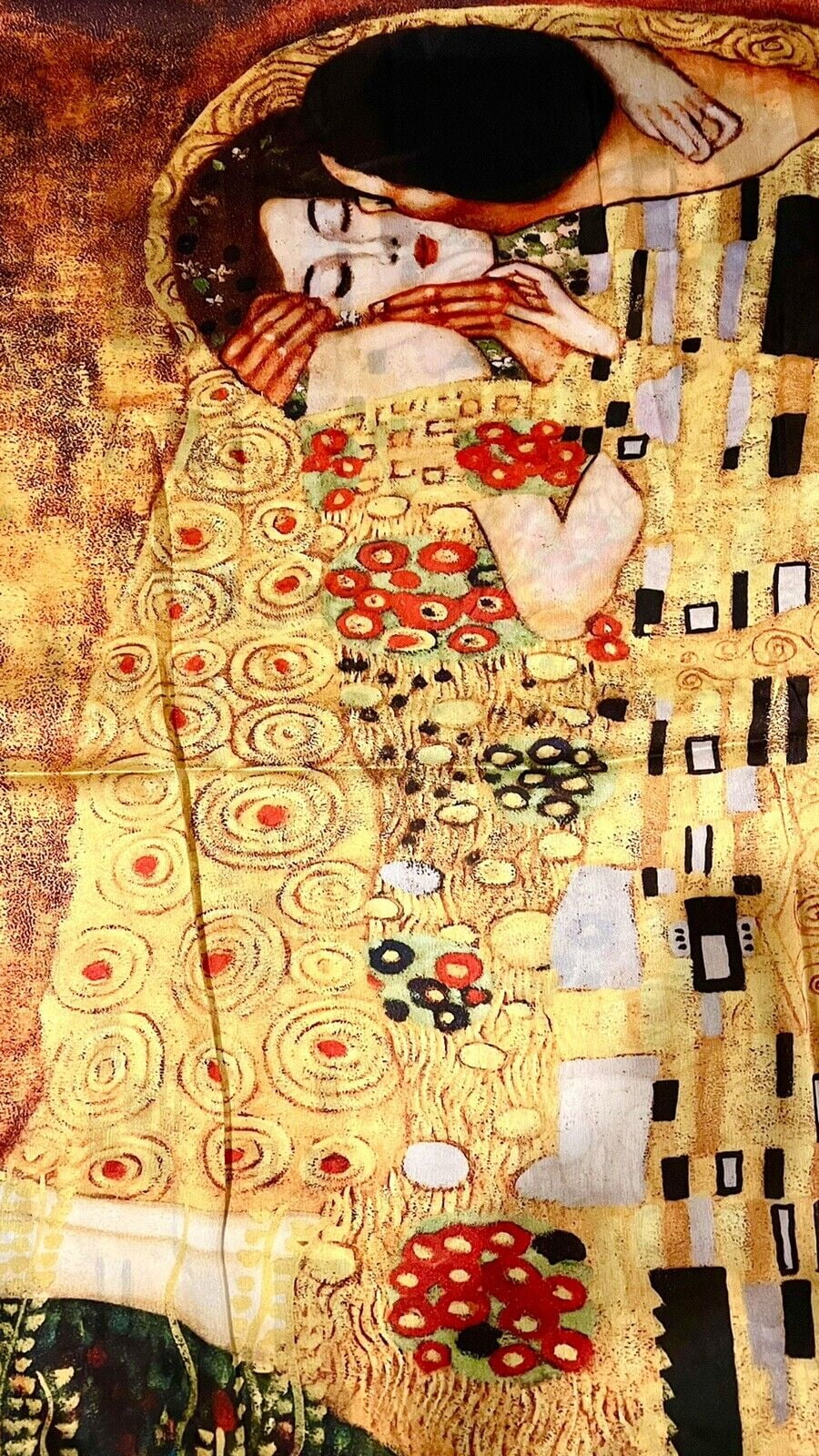 Soft Silk High Quality Scarf Shawl Wrap Art The Kiss Gustav Klimt Valentine New