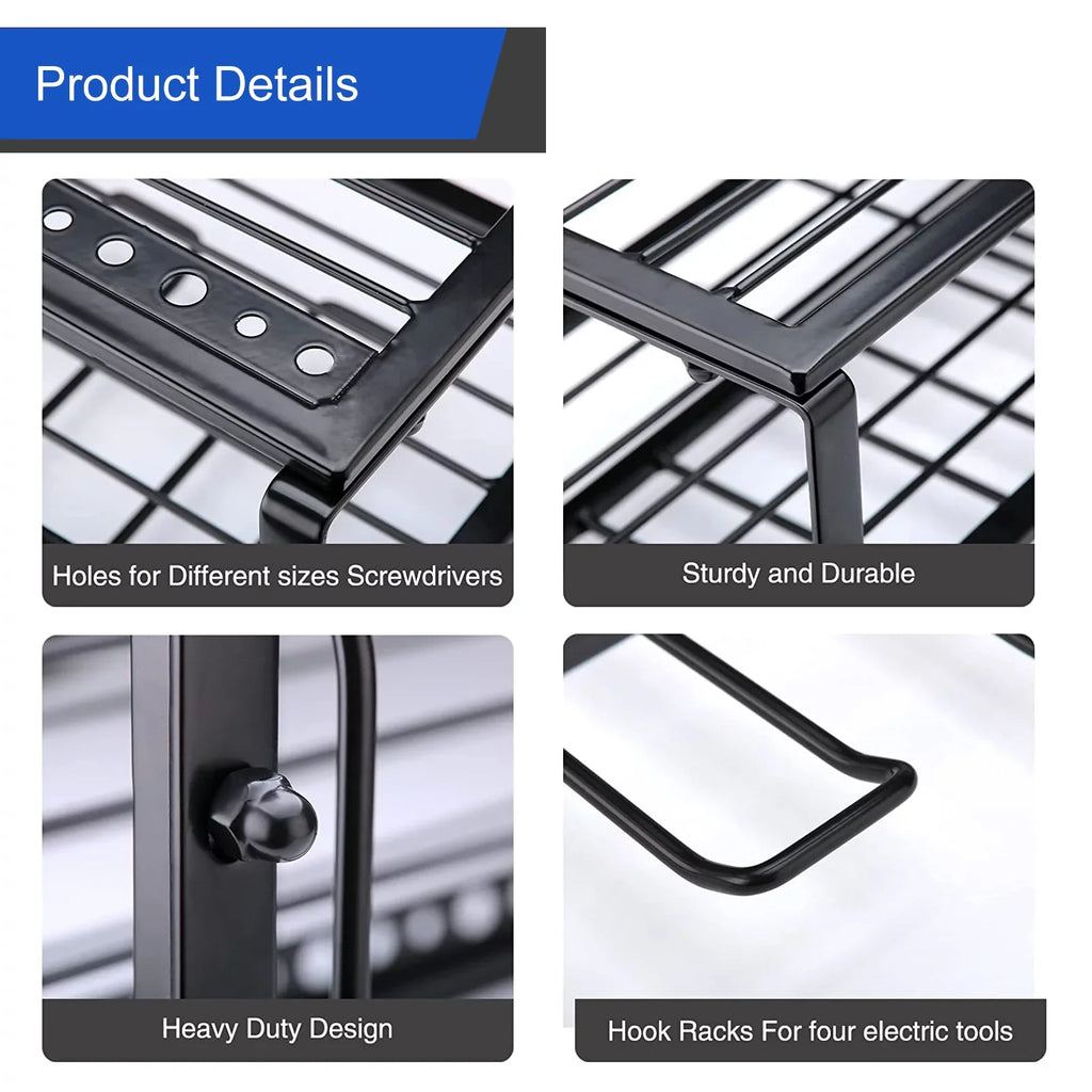 Power Tool Rack Organizer/Drill Tool Holder/Wall Mounted Power Tools Rack/Tool Shelf/Detachable Electric Drill Charging Station Drill