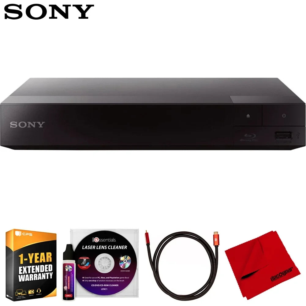 Sony -S1700 Streaming Blu-ray Disc Player Bundle with Deco Gear 6FT 4K  Cable, Microfiber Cleaning Cloth, Deco Essentials Laser Lens Cleaner & 1 Year  Enhanced Protection Pack