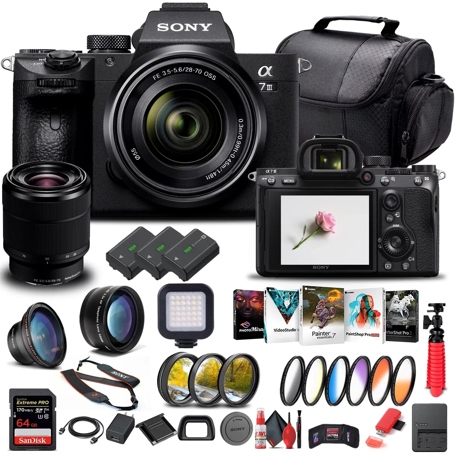 Sony Alpha a7  Mirrorless Camera W/ 28-70mm Lens ILCE7M3K/B - Advanced Bundle