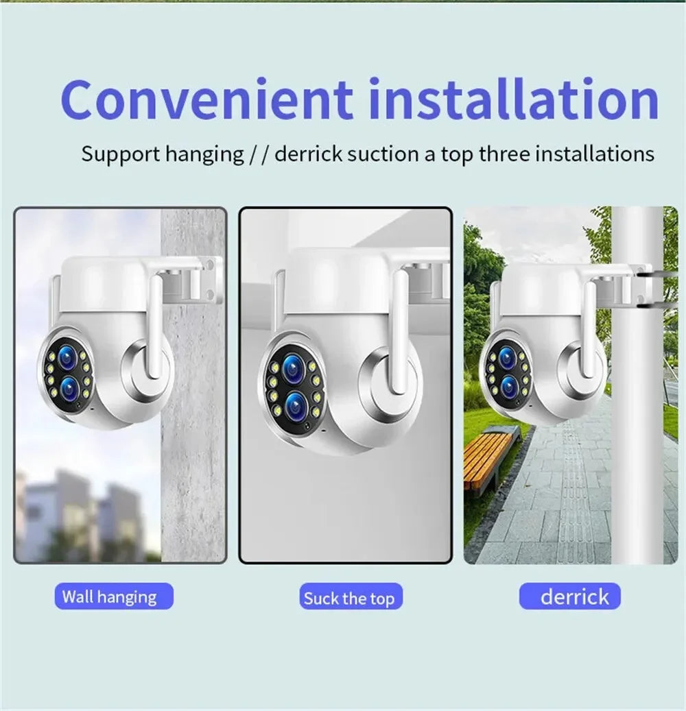 15x Zoom Outdoor Wireless Camera WiFi Surveillance Cameras 1080P Dual Lens Color Night Vision Audio Intercom  Security