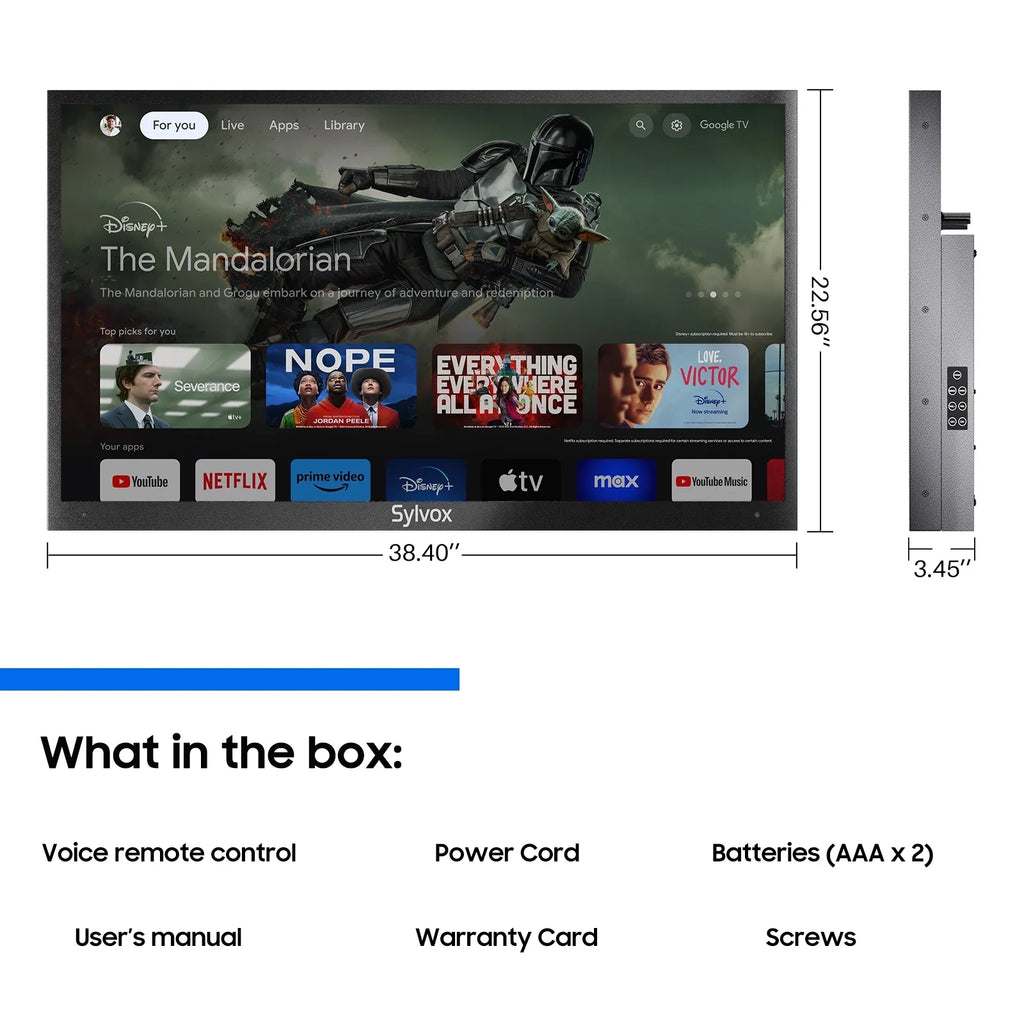 Outdoor , 43''  Smart Google , IP55 Waterproof, Dolby Vision , Voice Remote,1000nits Weatherproof Television, Chromecast Built-in for Deck, Patio or Garden(Deck Pro  2.0)