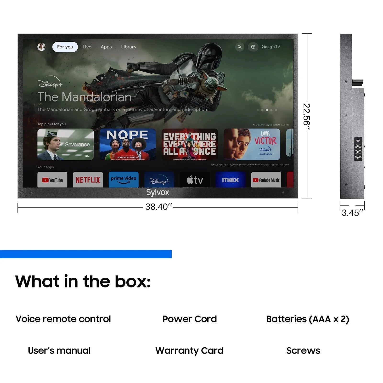 Outdoor , 43''  Smart Google , IP55 Waterproof, Dolby Vision , Voice Remote,1000nits Weatherproof Television, Chromecast Built-in for Deck, Patio or Garden(Deck Pro  2.0)