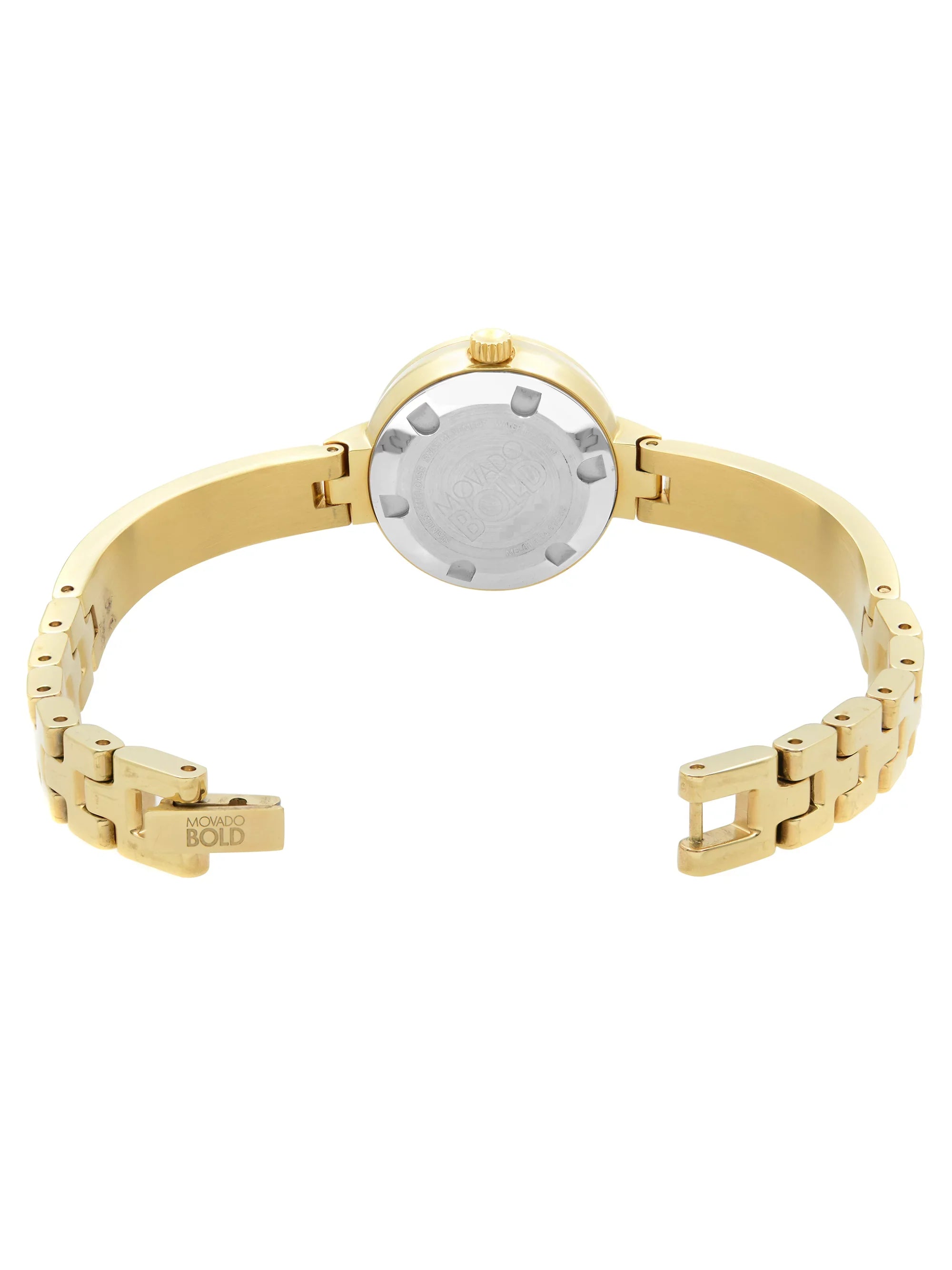 Movado Bold Museum 25mm Gold Plated Steel Diamond Quartz Ladies Watch 3600322