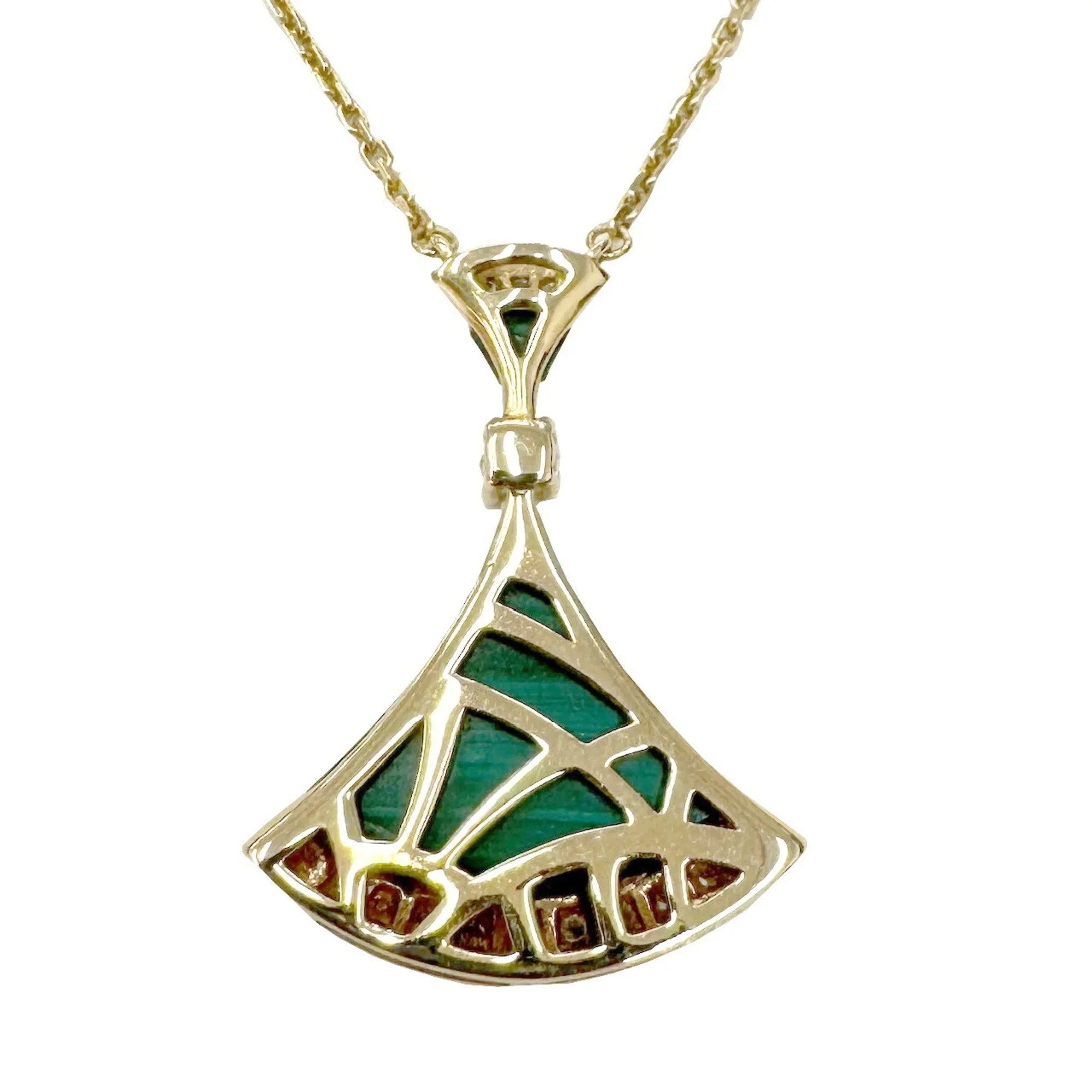 Pre-Owned  Bvlgari Diva Dream Necklace Malachite Diamond K18PG D0.28ct Pink Gold 7.3g Ladies Pendant (Good)