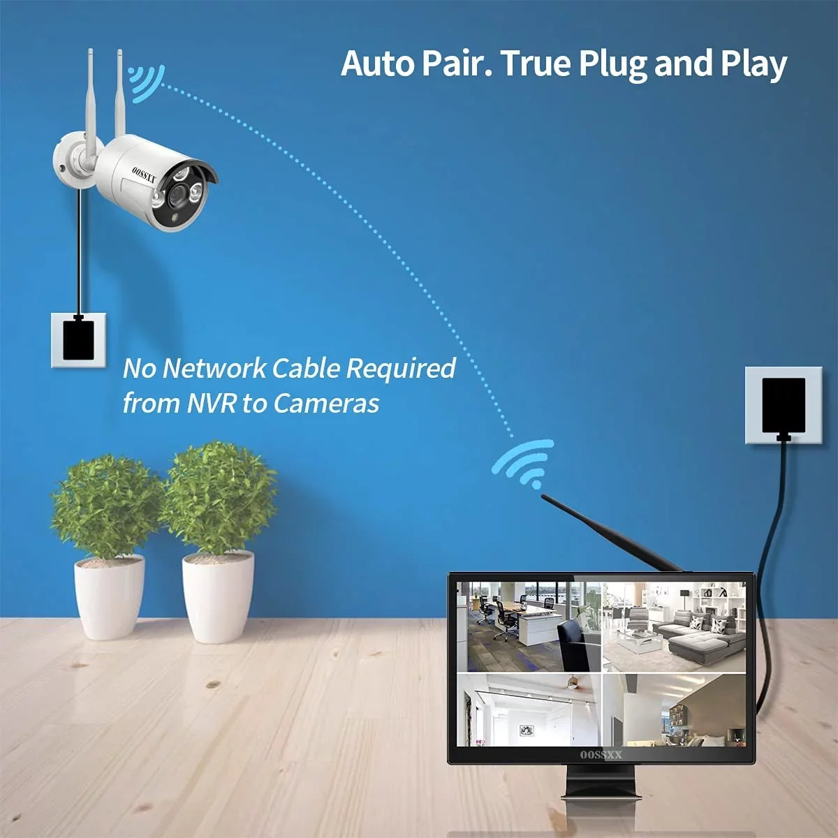 【8CH Expandable·Audio】 All in One Monitor Wireless Security Camera System,Home Surveillance Video Camera Kits with 10"  Screen,4Pcs Outdoor/Indoor  WiFi Cameras,1TB , Waterproof,Remote View