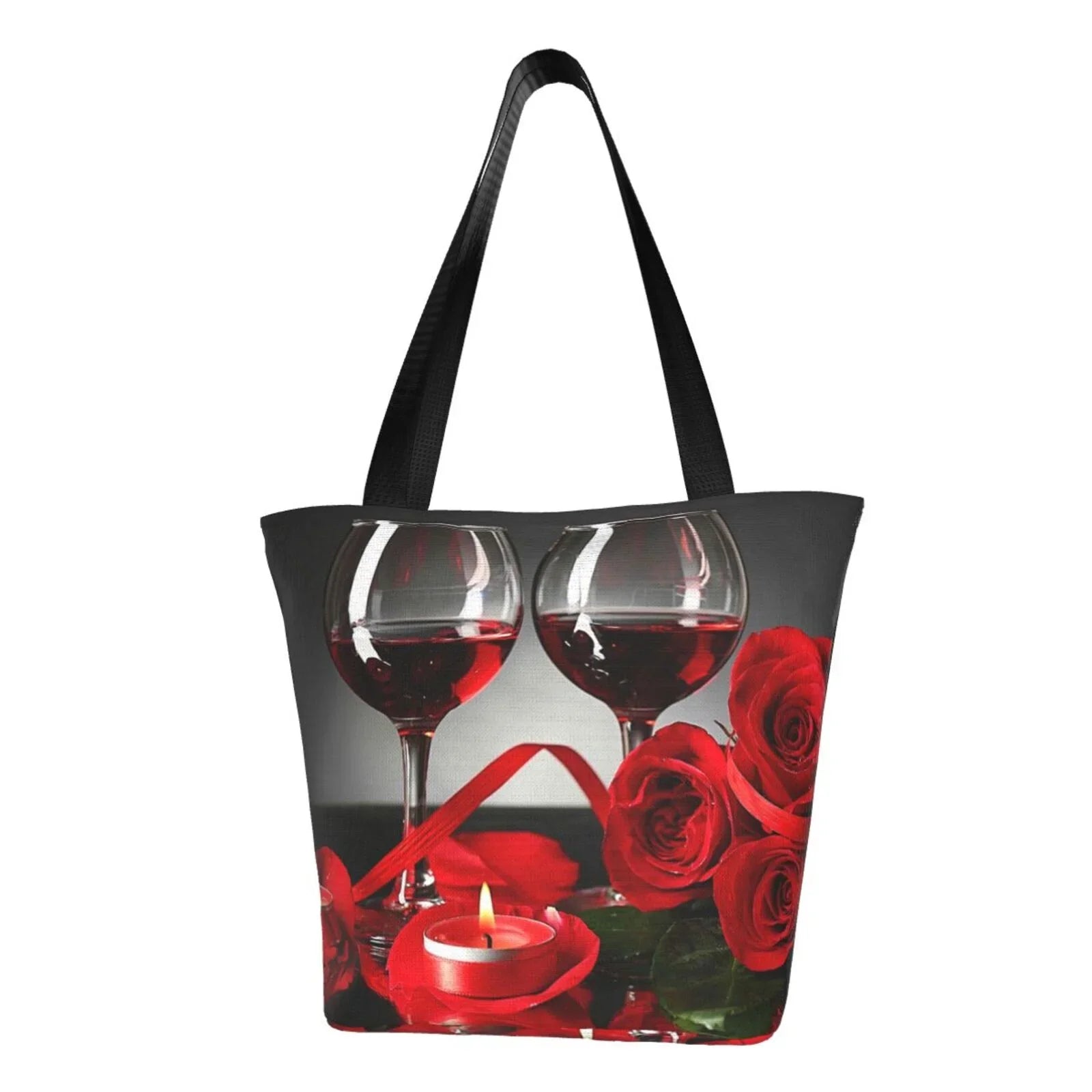 Lukts Red Wine Rose Tote Bag,Shoulder Bag Women'S Hobos Handbags Large Capacity Shopping Bag