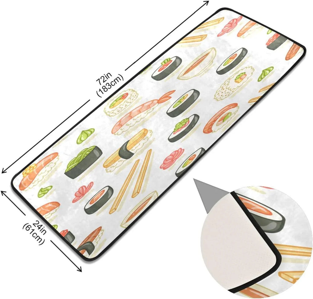 Japanese Sushi Runner Rug - 24"x72" Ultra Soft Non-Slip Floor Mat Washable Area Rugs for Kitchen Bathroom Entry Home Decor Gifts