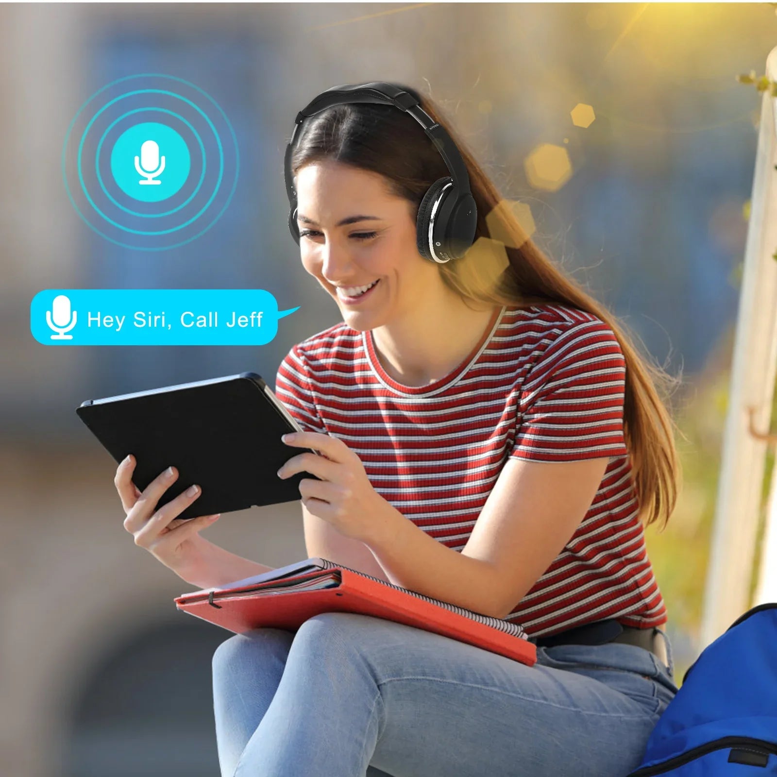 UrbanX UX35 Wireless Bluetooth Stereo Earphones with High Resolution Audio, Deep Bass, Superior Comfort Over The Ear Headphones with Mic for  Wildfire E2 Phone Call Support