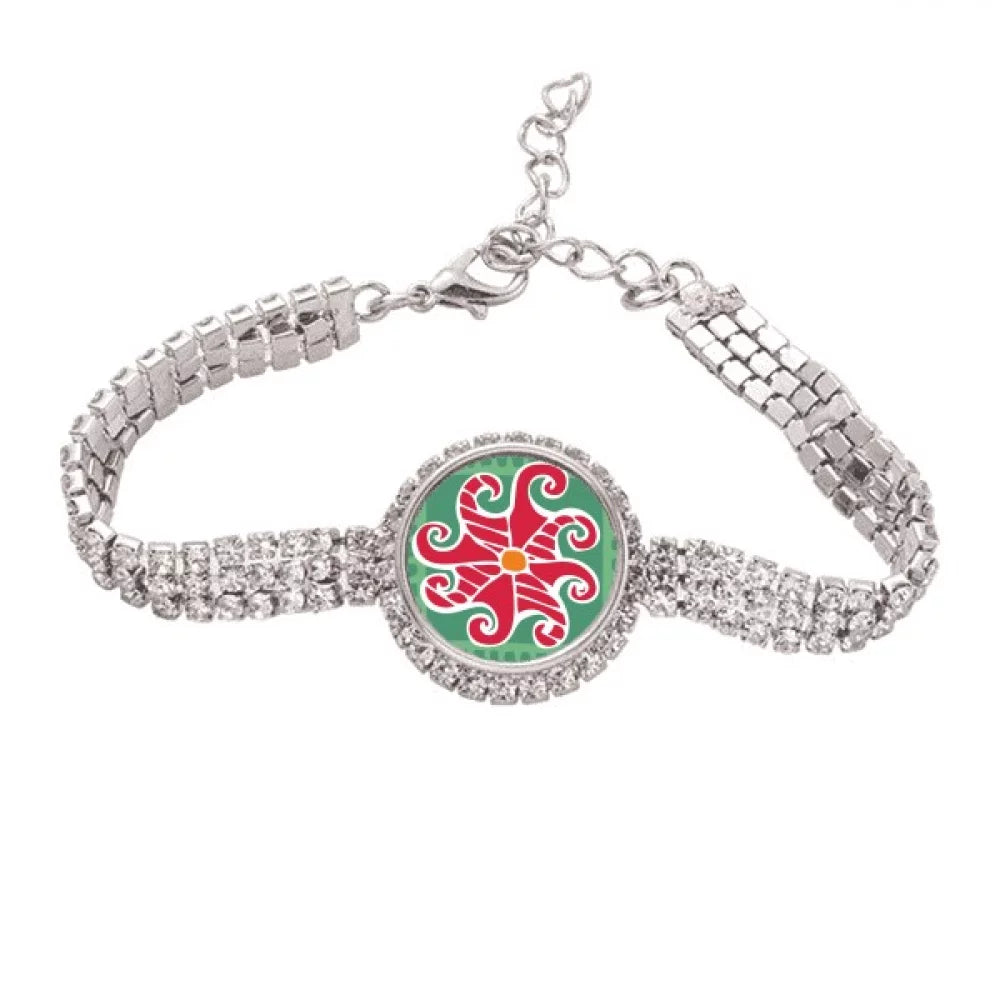 Red Sun Mexico Totems Ancient Civilization Drawing Tennis Chain Anklet Bracelet Diamond Jewelry