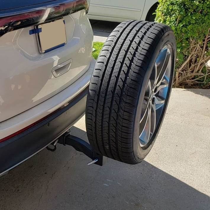 Universal Trailer Hitch Spare Tire Carrier Fits All 2" Receivers  Truck Car Tire Rack 24" High Hitch Spare Tire Mount