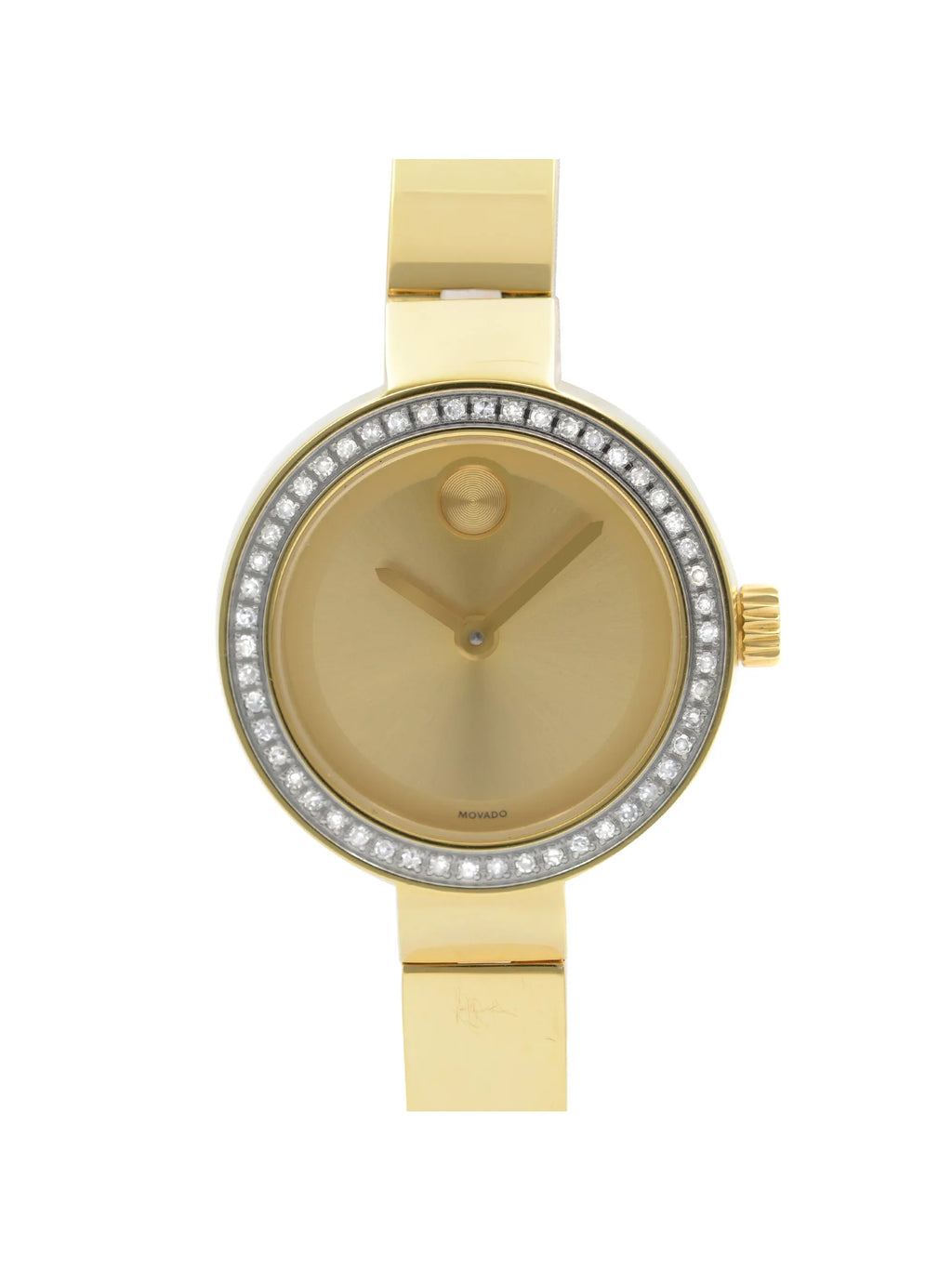 Movado Bold Museum 25mm Gold Plated Steel Diamond Quartz Ladies Watch 3600322