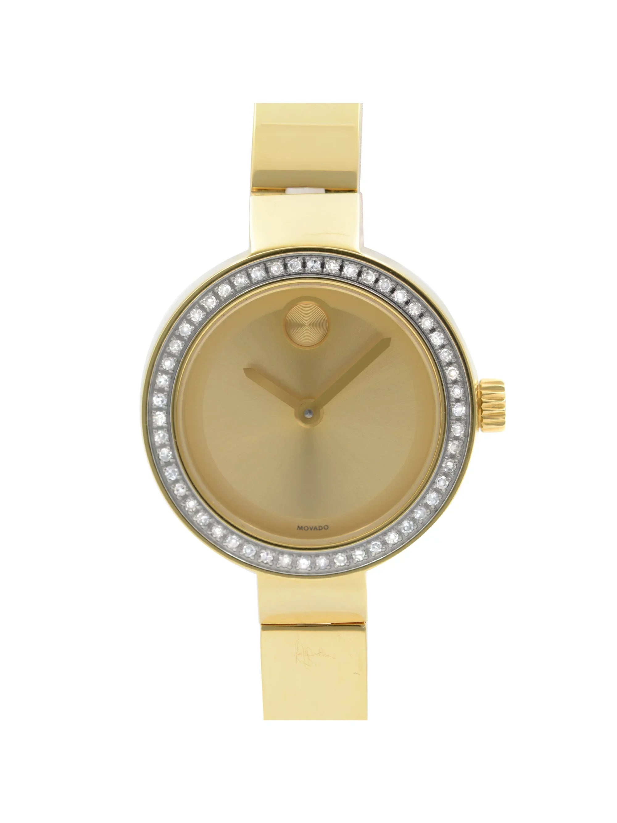 Movado Bold Museum 25mm Gold Plated Steel Diamond Quartz Ladies Watch 3600322