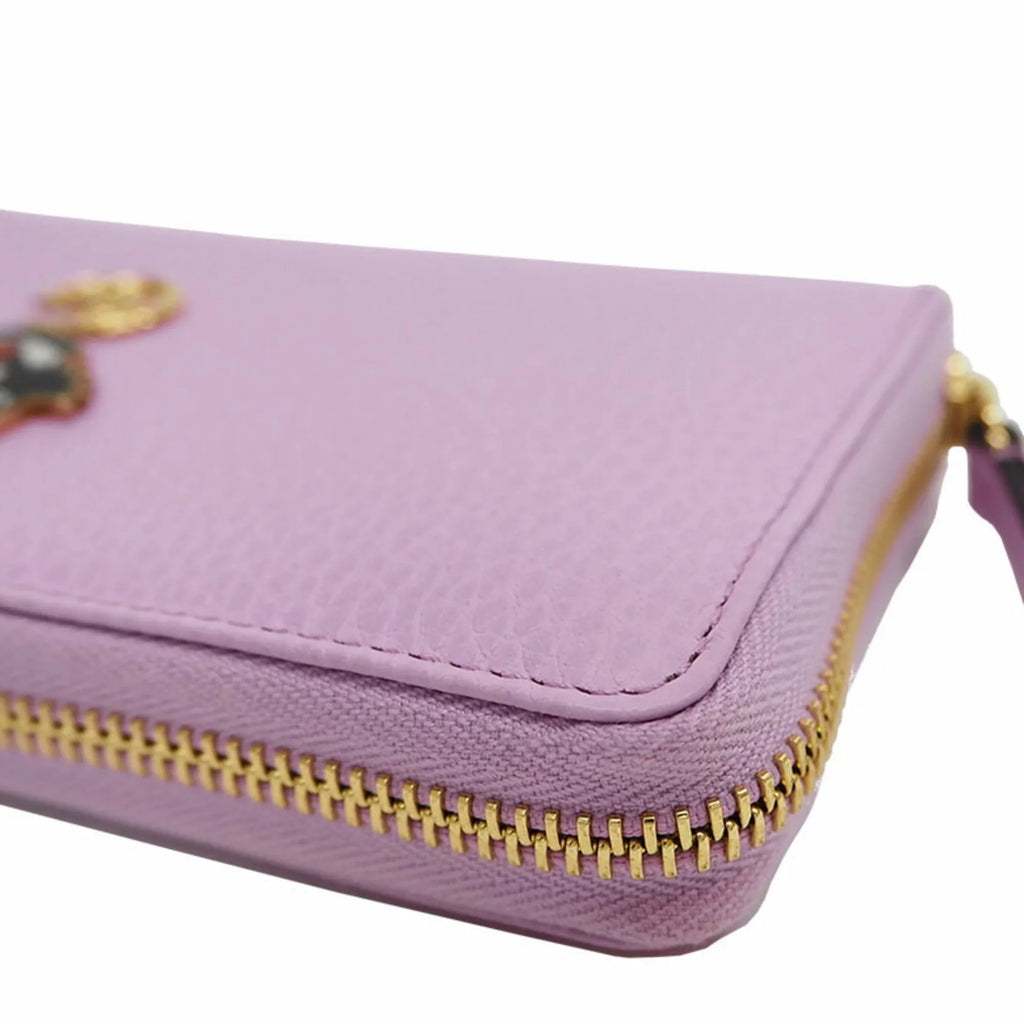 Pre-Owned  Gucci 499337  Marmont Bosco Zip Around Wallet Round Purse Light Pink Dog Boston Terrier (Like New)
