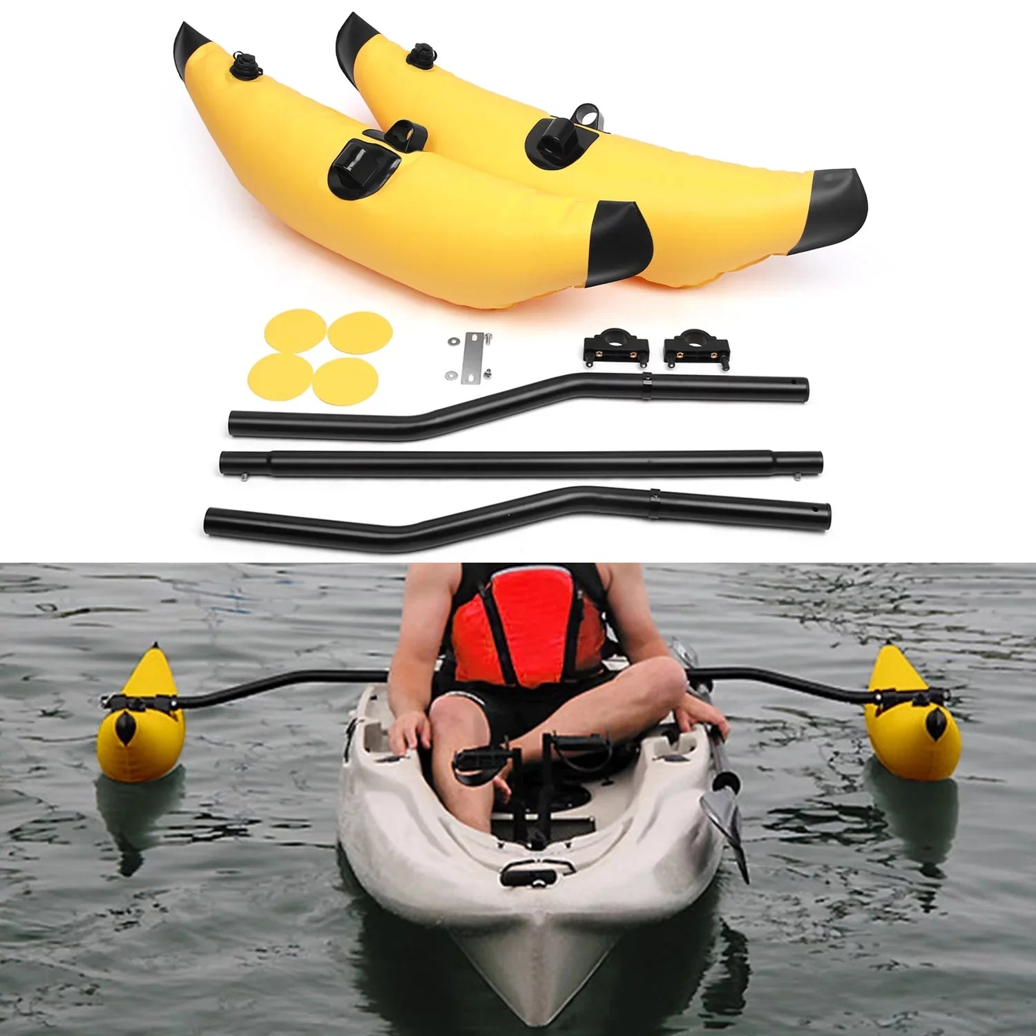 Meterk Kayak  Inflatable Outrigger Float with Sidekick Arms Rod Kayak Boat Fishing Standing Float Stabilizer System Kit