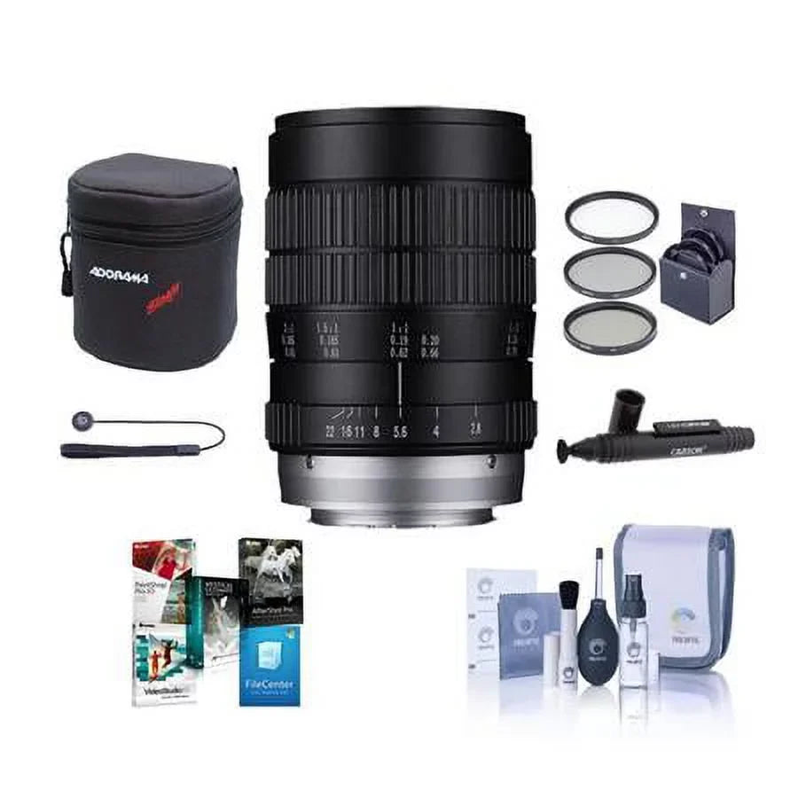 Laowa 60mm f/2.8 2X Ultra Macro Lens for Sony E, Bundle with ProOptic 62mm Filter Kit, Cleaning Kit, Software Kit, Lens Cap Tether, Lens Cleaner