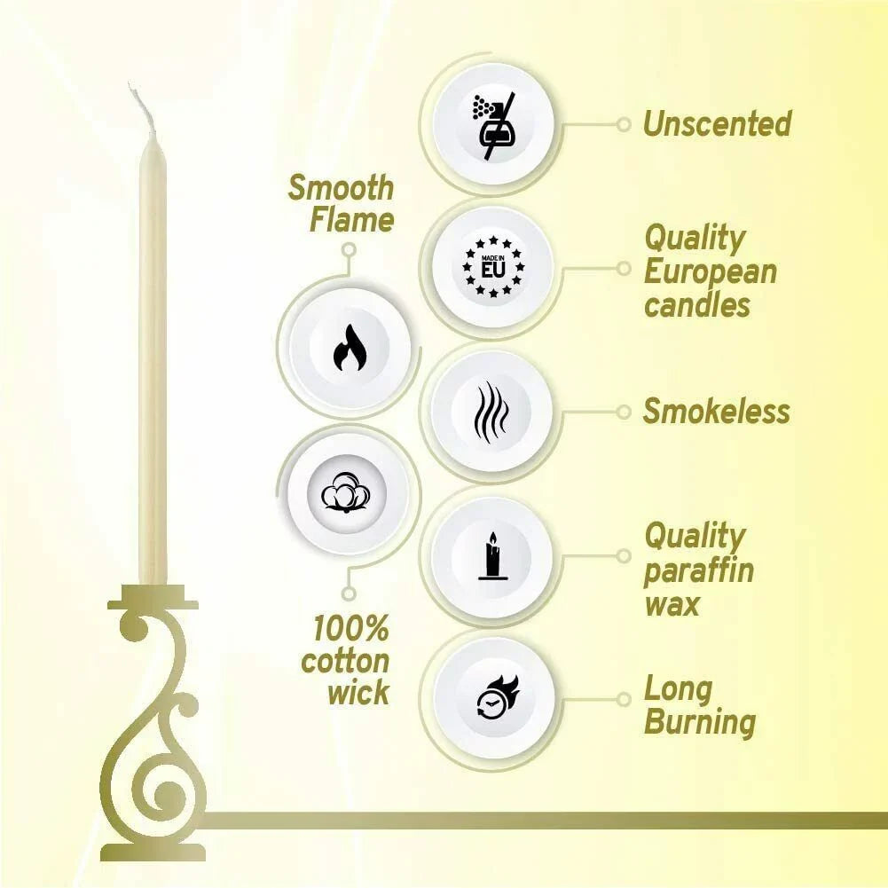 Bolsius 30 Ivory Unscented Taper - Dinner Candles Wedding for Spa, Christmas, Party, Household Decoration - 7.5 Hours Long Burning Smokeless Table Candle - Bulk Pack