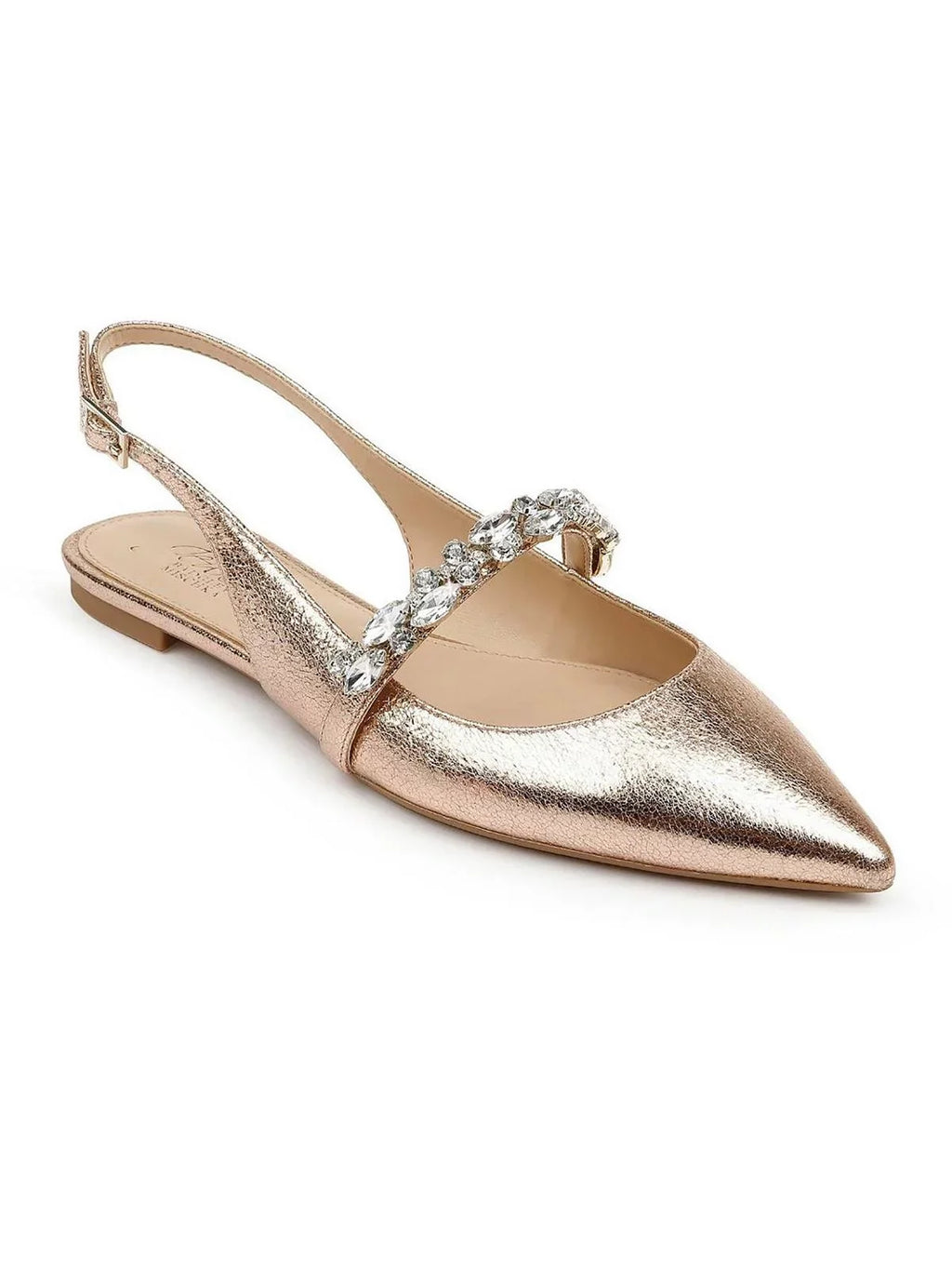 Jewel Badgley Mischka Womens Bambi Faux Leather Pointed Toe Slingbacks