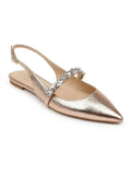 Jewel Badgley Mischka Womens Bambi Faux Leather Pointed Toe Slingbacks