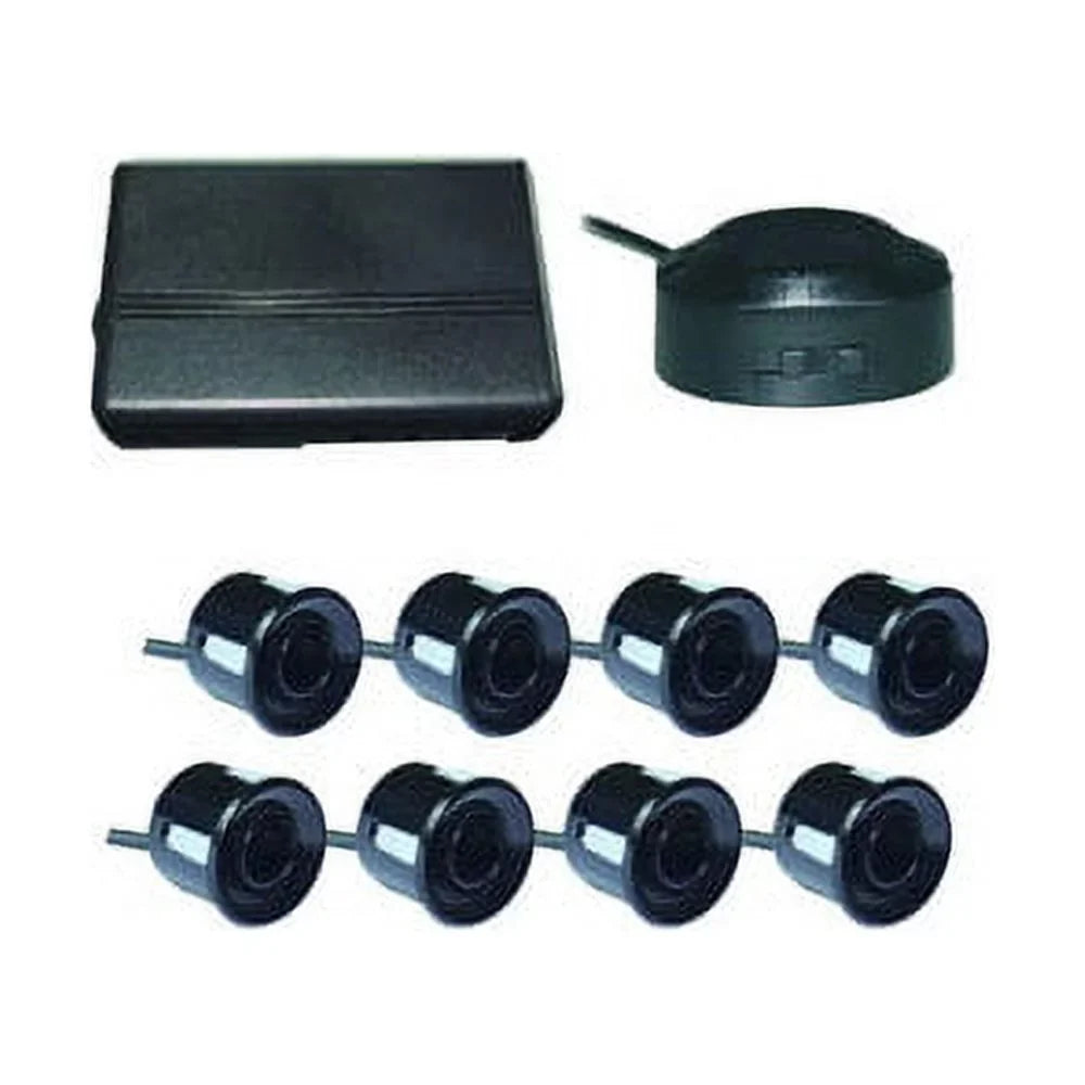 Boyo VTSR220 Rear 4 and Front 4 Parking Sensors with Waterproof Connector, Black