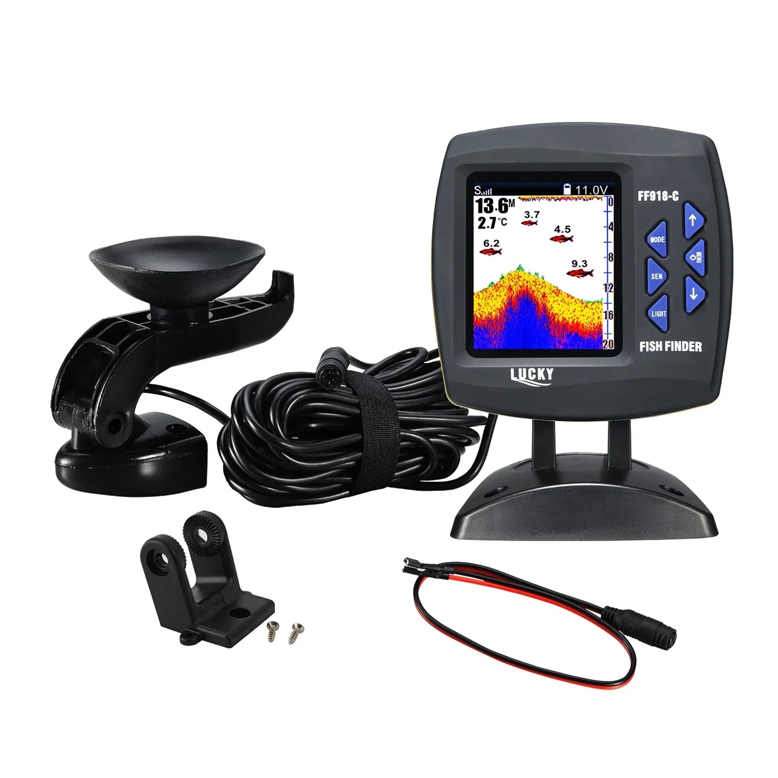 Tomshoo Fish Finder Wired Transducer Sensor Fishfinder 45 Degrees Underwater Fishing Portable Fish Finder Waterproof Underwater Monitor  Fish Locator Boat Fishfinder Fish Detector