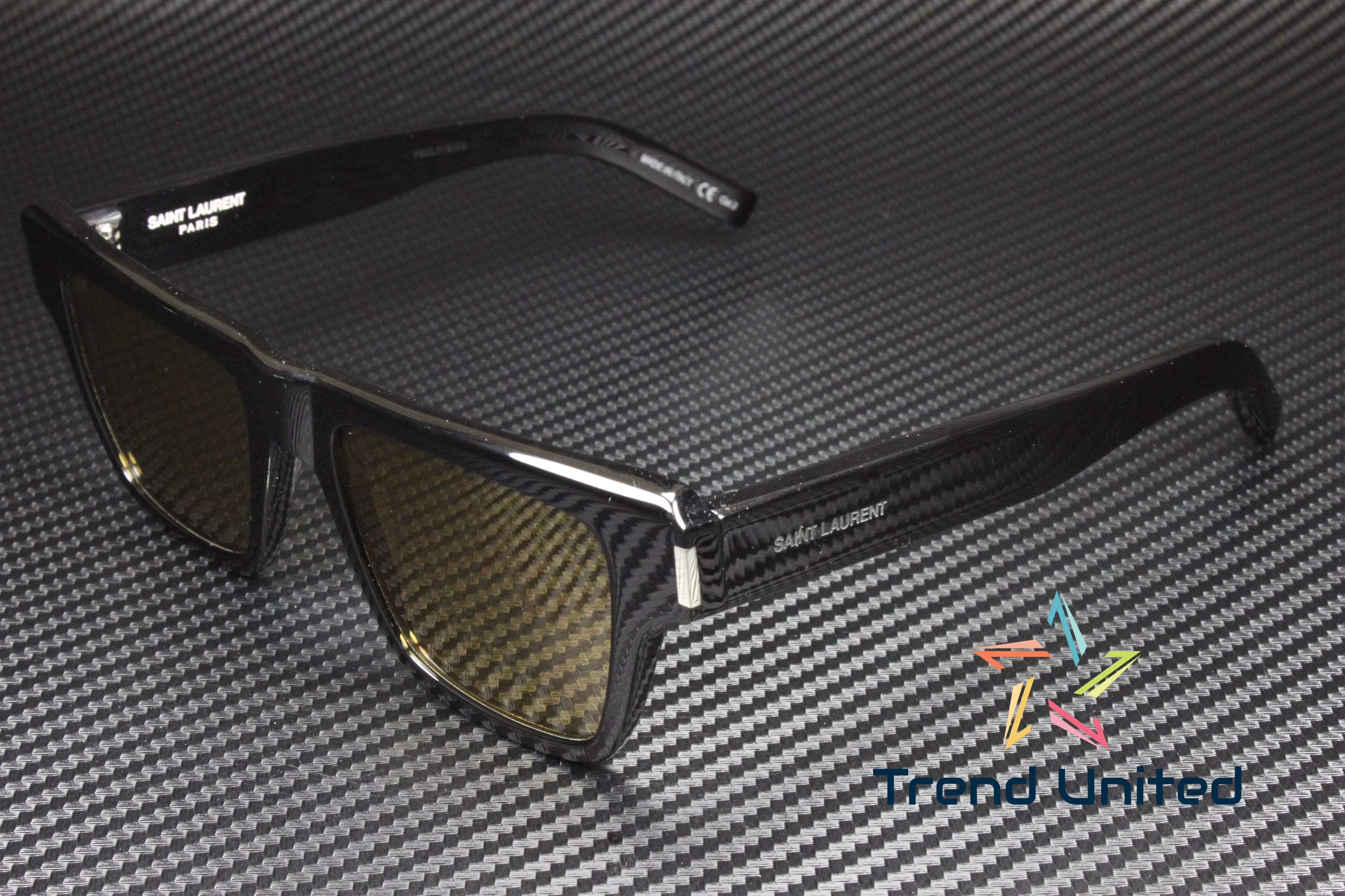 469 004 Square Black Shiny Yellow 51 mm Men's Sunglasses