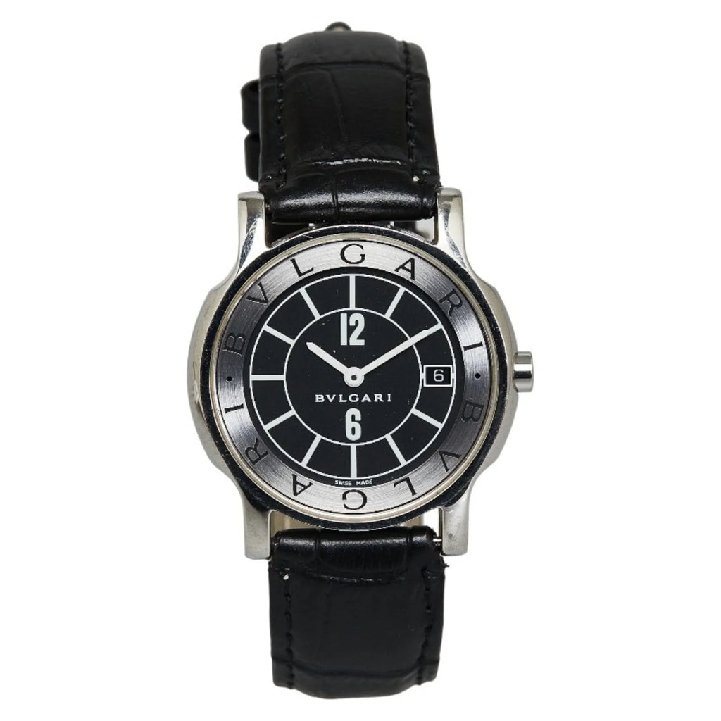 Pre-Owned  Solotempo Leather (non-original) Watch ST35S Quartz Black Dial Stainless Steel Women's (Good)