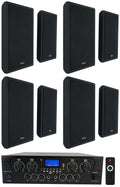 Rockville RPA40BT 4-Room Home Audio Kit Receiver+(8) Black Slim Wall Speakers