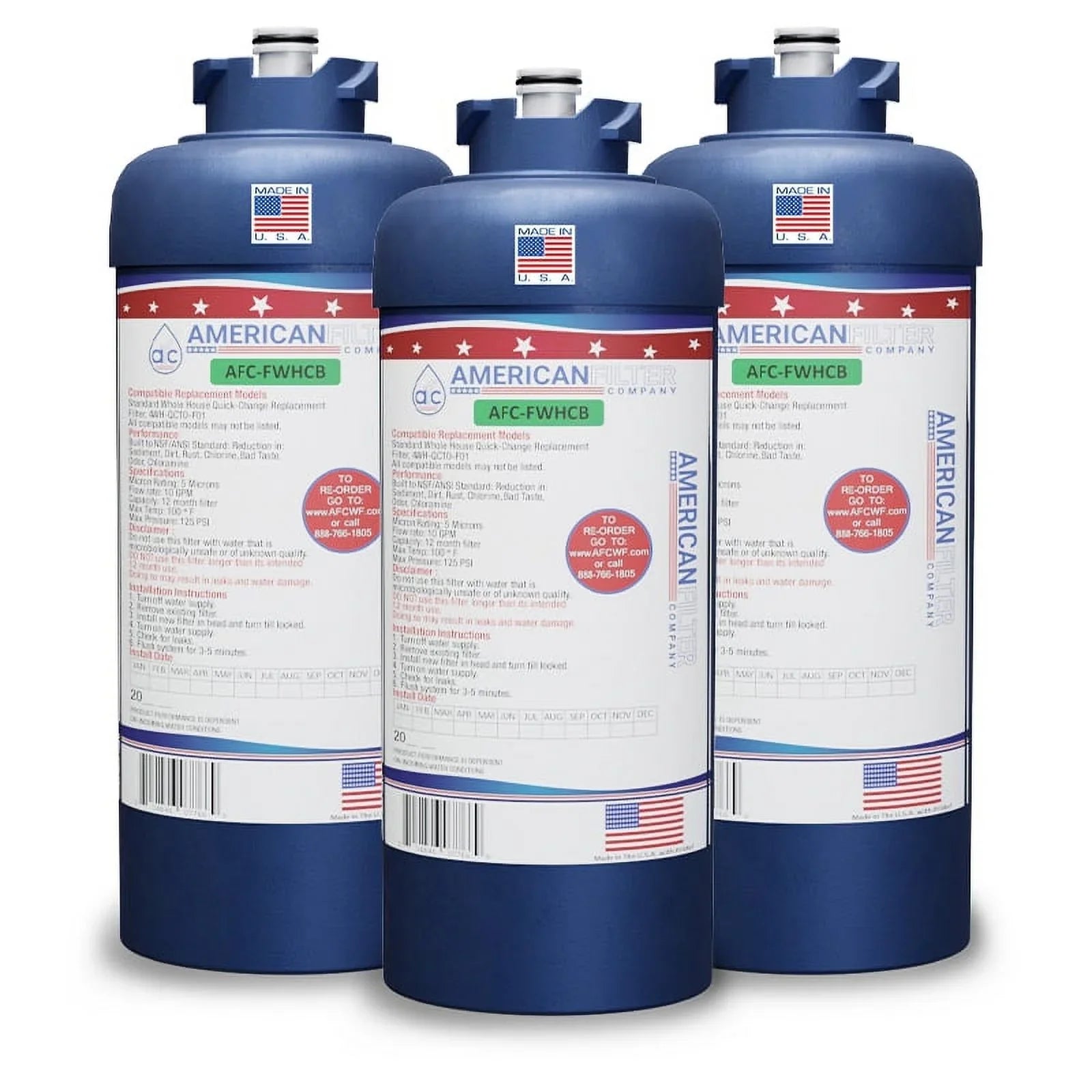 Brand , Water Filter , Model # - , Compatible with Filtrete® 4WH--F010C - 3 Filters - Made in U.S.A.