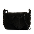 Pre-Owned Authenticated Gucci Heart Crossbody Suede Leather Black Crossbody Bag Unisex (Good)