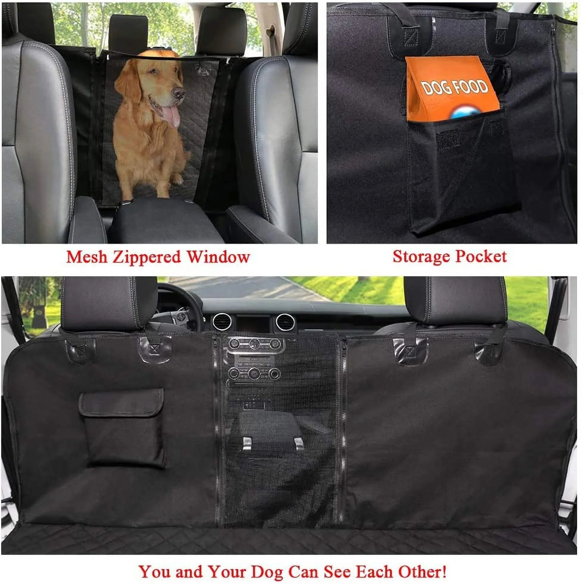 Dog Car Seat Covers with Mesh Window, Waterproof Dog Cover Back Seat, Scratchproof Dog Car Hammock Dogs Protection Cover for Cars SUVs & Trucks