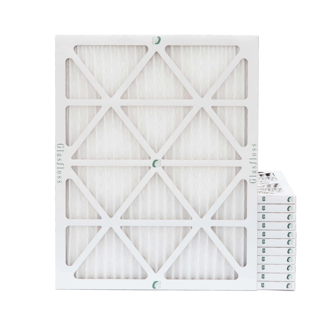12 Pack of 14x20x1  10 Pleated Air Filters by Glasfloss. Actual Size: 13-1/2 x 19-1/2 x 7/8