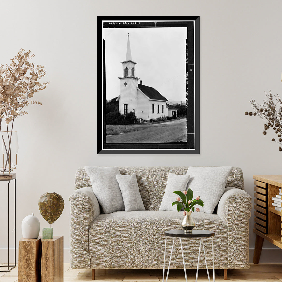 Historic Framed Print, Congregational Church, Soquel, Santa Cruz County, , 17-7/8" x 21-7/8"