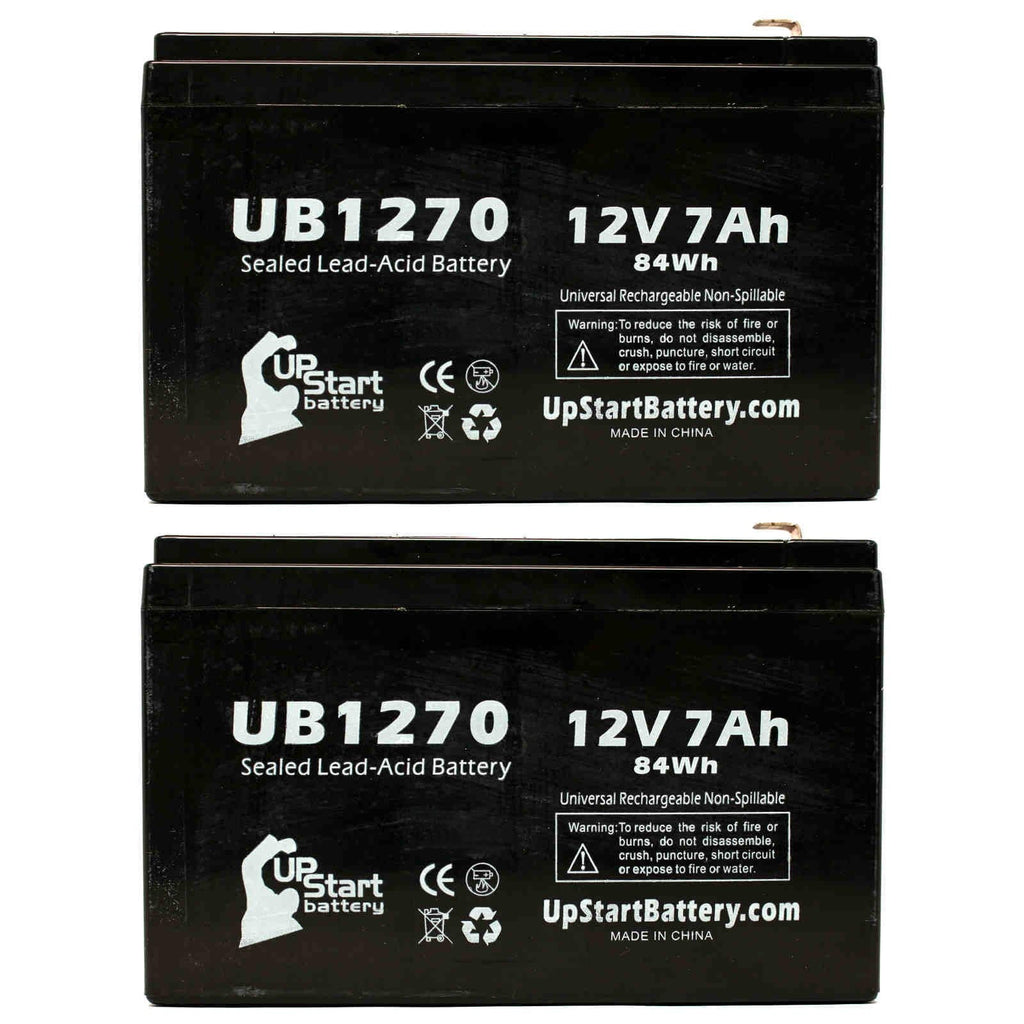 2x Pack - Compatible Upsonic PCM200 Battery - Replacement UB1270 Universal Sealed Lead Acid Battery (12V, 7Ah, 7000mAh, F1 Terminal, , ) - Includes 4 F1 to F2 Terminal Adapters