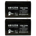2x Pack - Compatible Upsonic PCM200 Battery - Replacement UB1270 Universal Sealed Lead Acid Battery (12V, 7Ah, 7000mAh, F1 Terminal, , ) - Includes 4 F1 to F2 Terminal Adapters