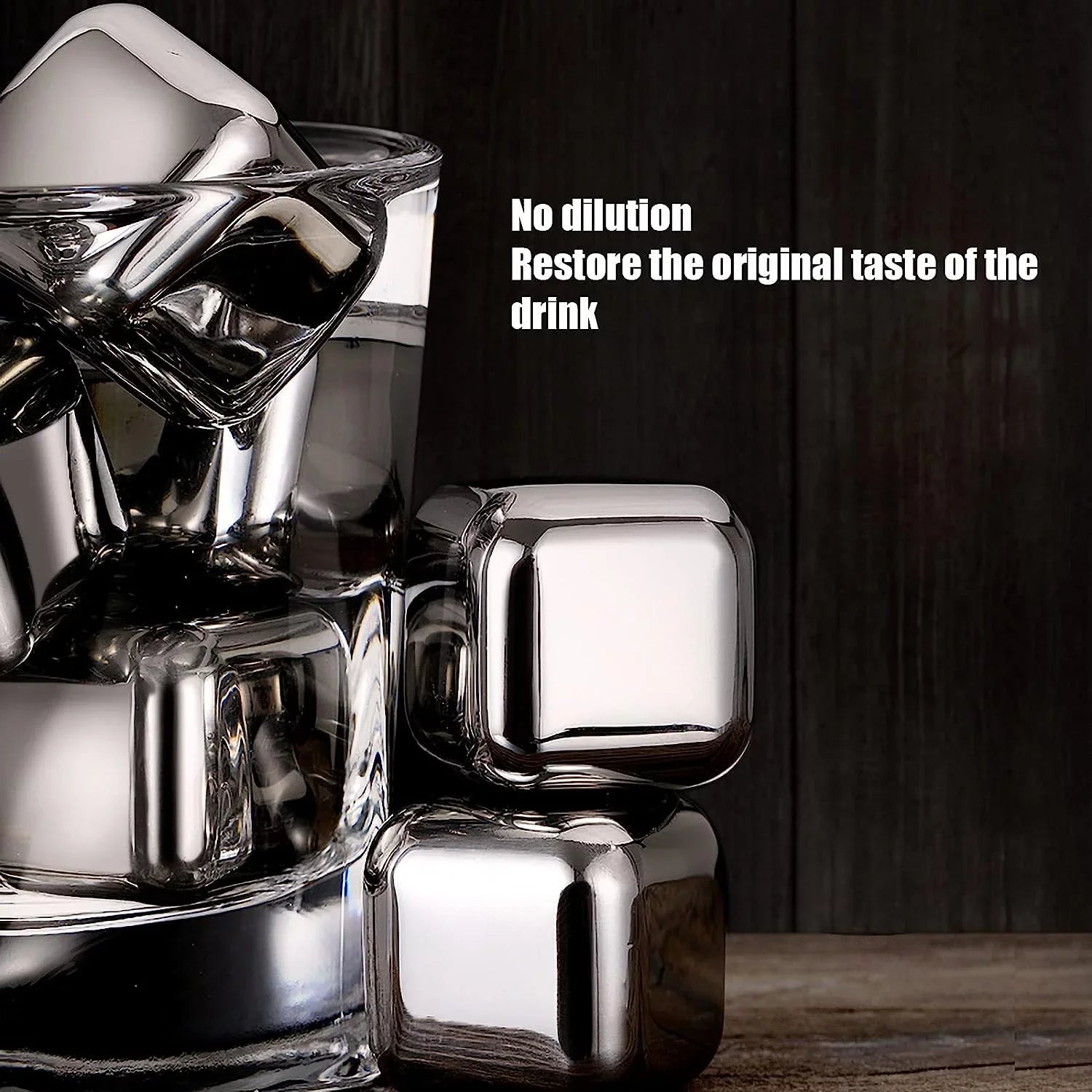 Stainless Steel Whisky Stones Metal Ice Cube Reusable Chilling Rocks Cooling for Scotch Whisky Wine Gin Tonic Drinks Party Men Women(Size:8 Pieces,Color:Square)
