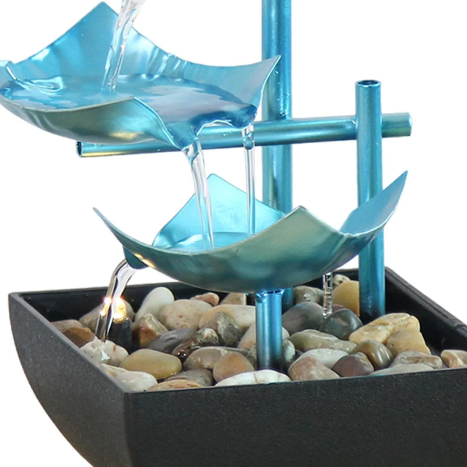 Menolana Indoor Tabletop Fountain Indoor Waterfall Fountain River Rocks Meditation Waterfall 3 Layer Fountain for Bedroom Desktop Living Room