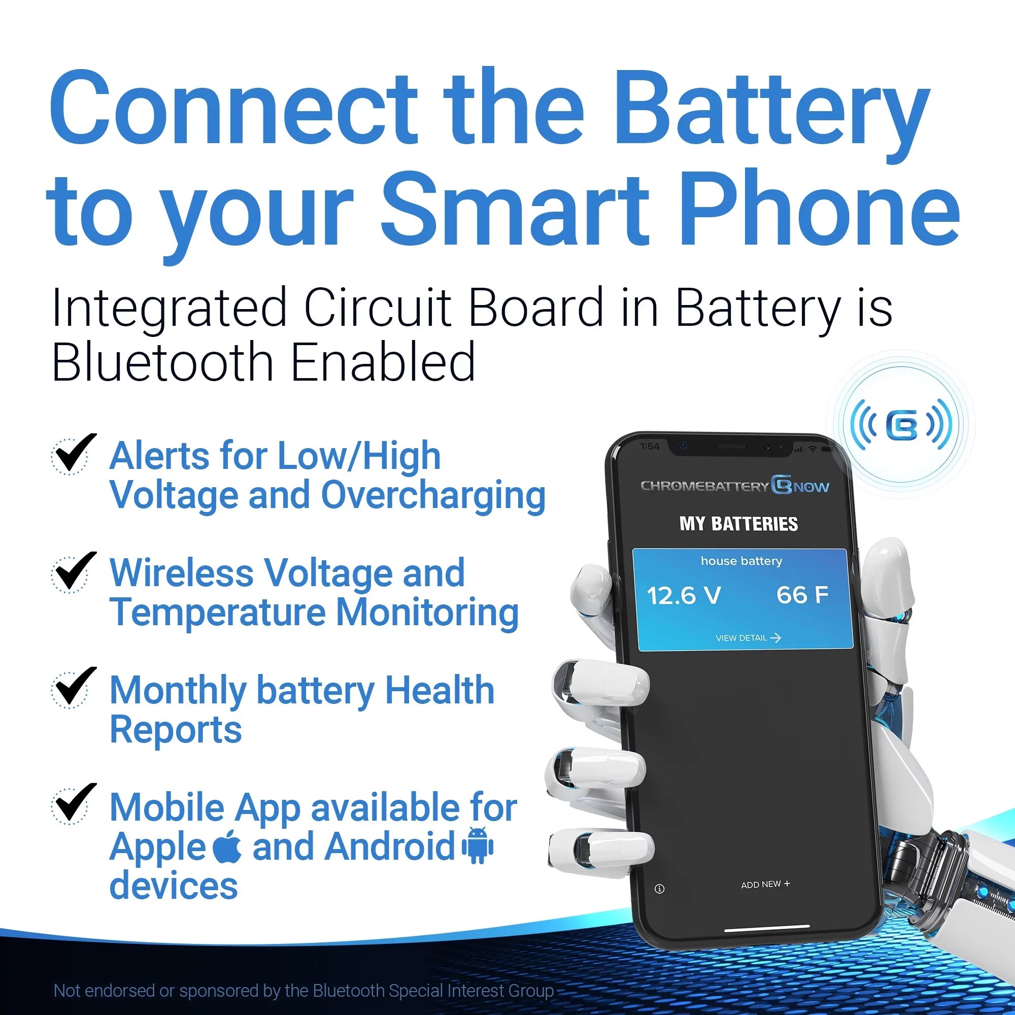 Chrome Battery Now Ytx20hl-bs (20hl-bs 12 Volt,18 Ah, 270 Cca) Intelligent Wireless Smartphone Connectivity  Battery for Personal Watercraft - Brp (sea-doo) 900 Spark Years (2014 - 2021)