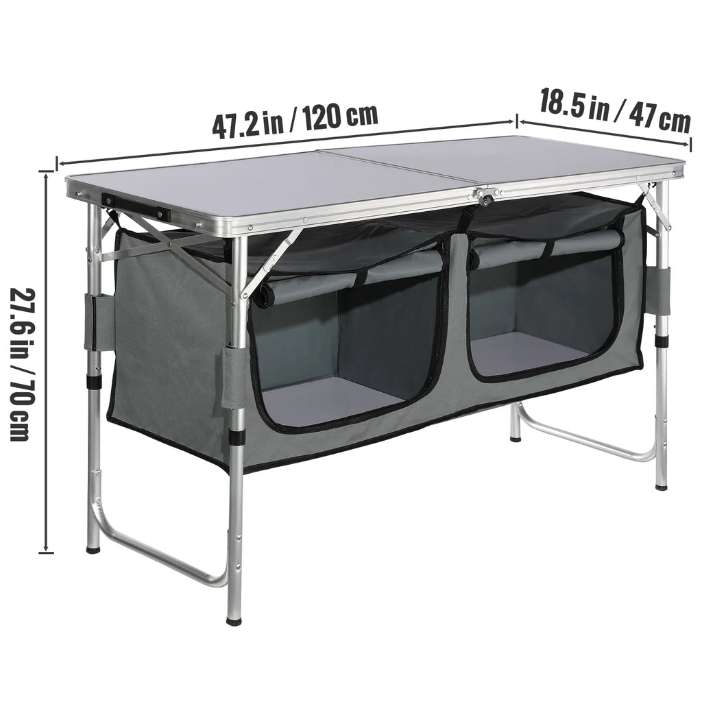 Folding Portable Cook Station 3 Adjustable Heights Camping Kitchen Table
