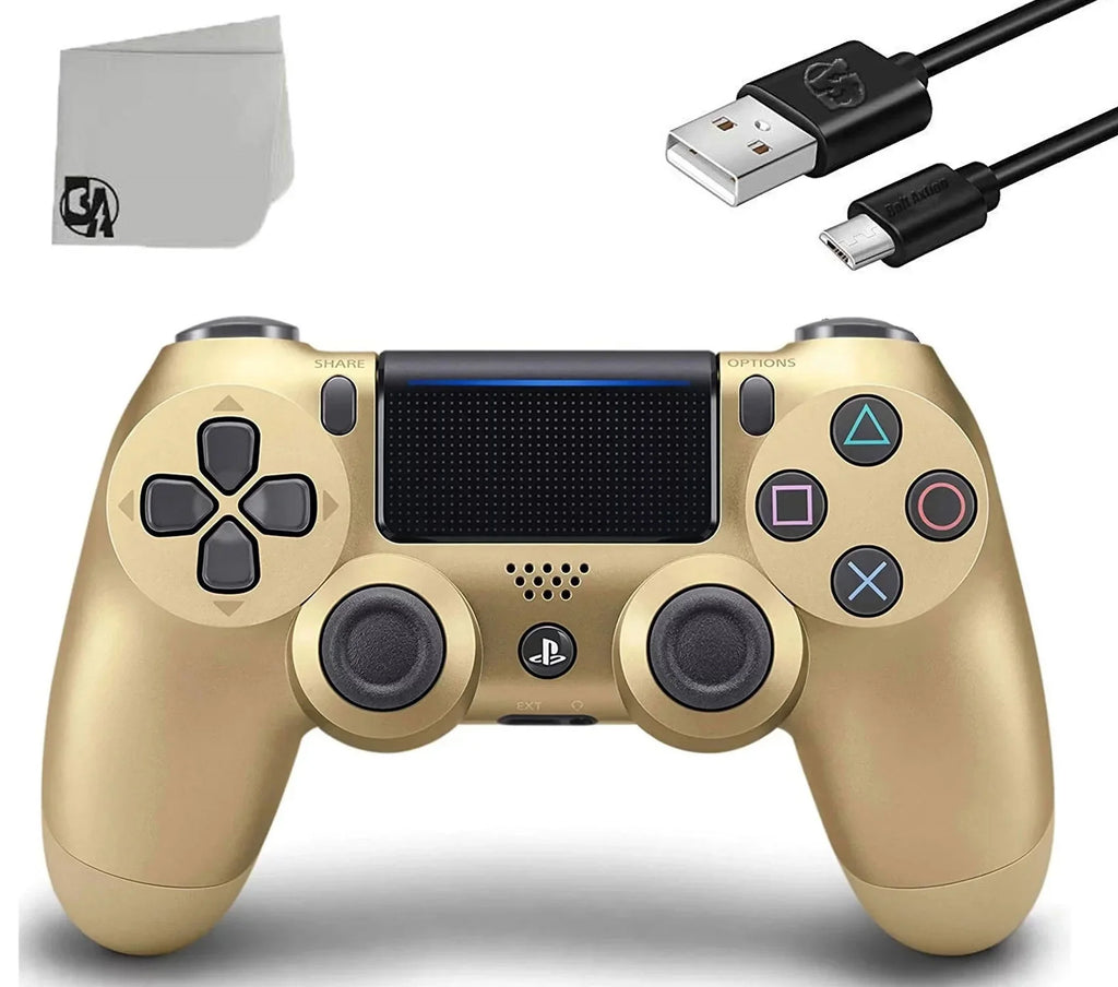 Gold DualShock PlayStation 4 Wireless Controller Bundle - With Charging Cable Like New with