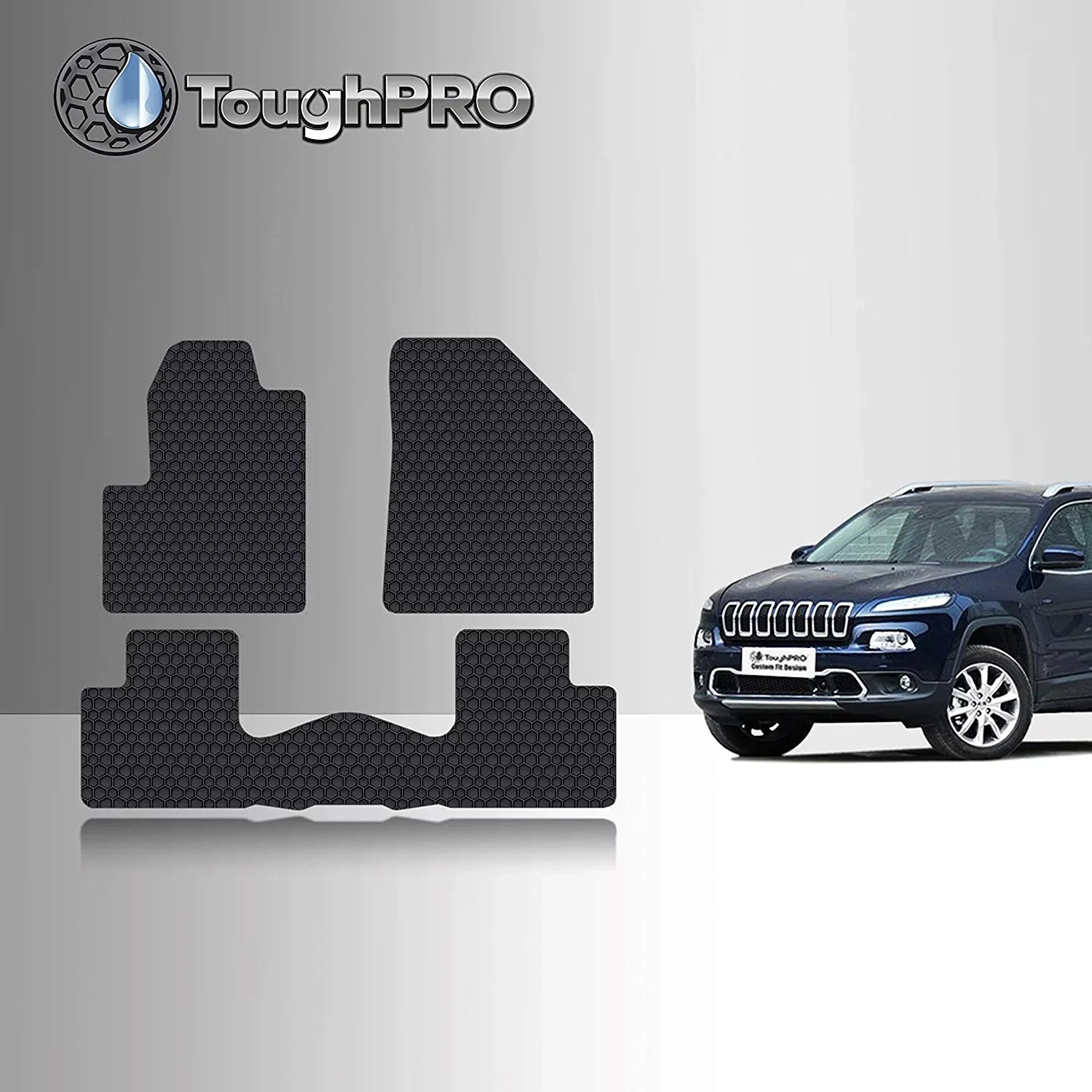 Floor Mat Accessories Set (Front Row + 2nd Row) Compatible with Jeep Cherokee - All Weather - Heavy Duty - (Made in ) - 2021