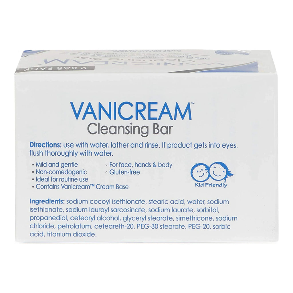 Vanicream, Cleansing Bar Fragrance Gluten And Sulfate Free For Sensitive Skin Gently Cleanses And Moisturizes 3.9 Pack Of 2, 7.8 Ounce.