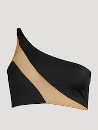 Norma Kamali Womens Snake One-Shoulder Mesh Bikini Swim Top