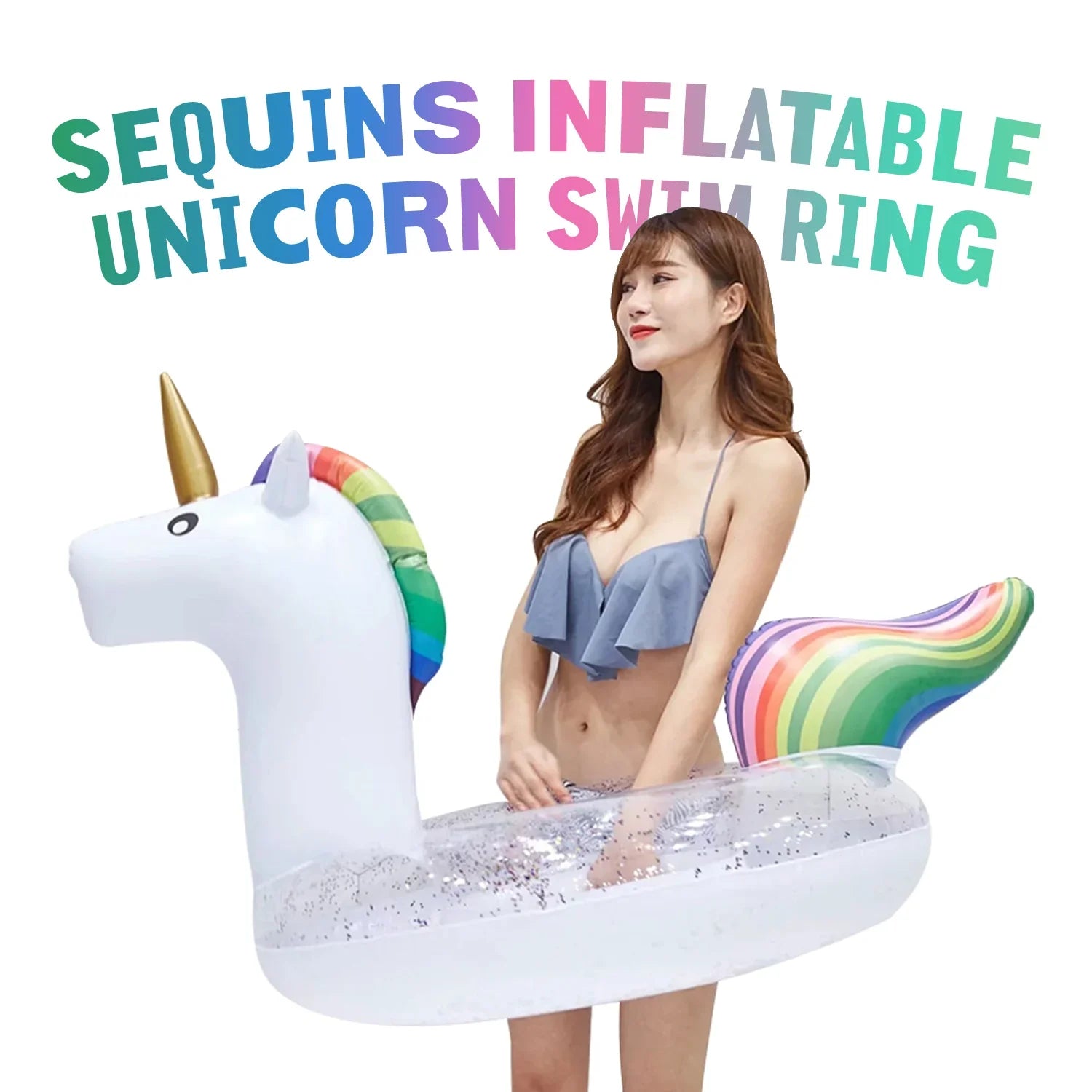 Pool Float Floatie Ride On with Fast Valves Large Rideable Blow Up Summer Beach Swimming Pool Party Lounge Raft Decorations Toys Kids Adults (48 inch)
