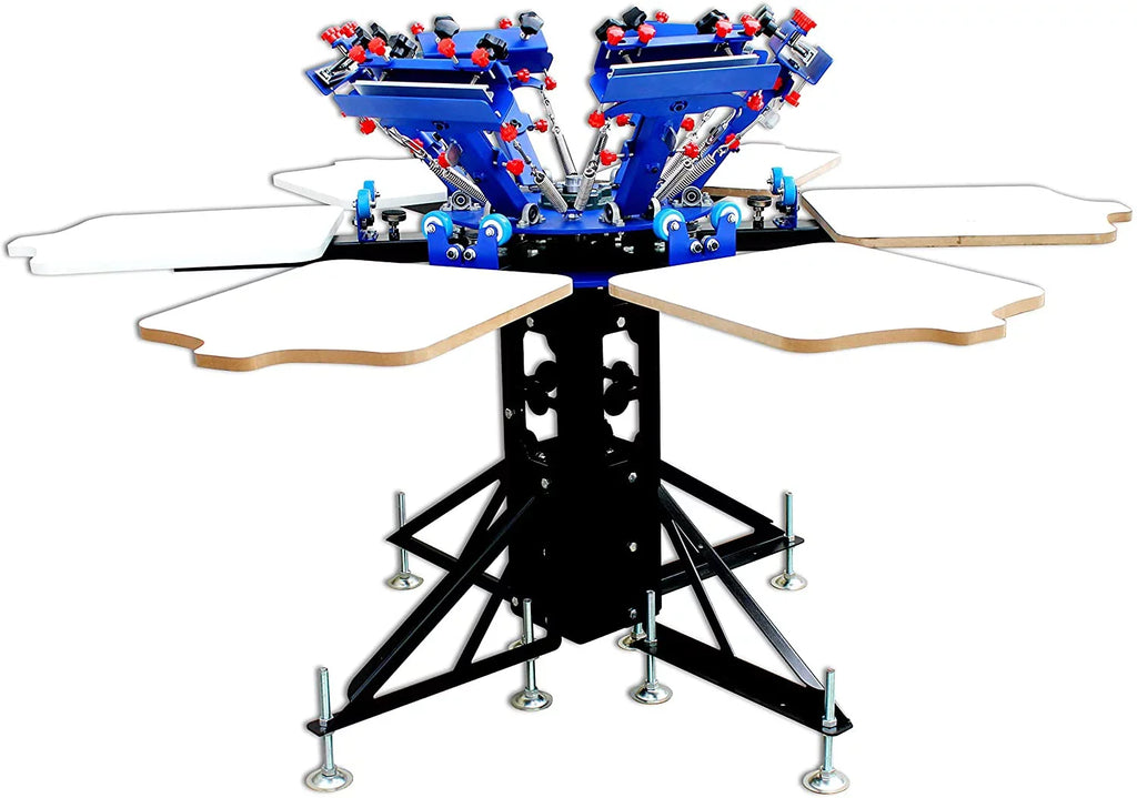 Double Rotary Manual 6 Color 6 Station Screen Printing Press Machine Printer Micro-Registration Equipment  T-Shirt