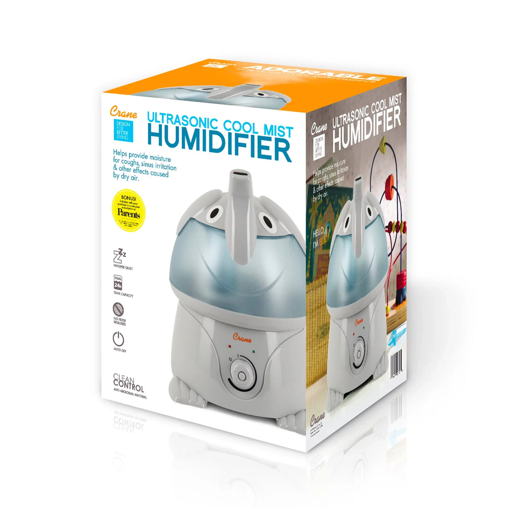 Crane Adorable Ultrasonic Cool Mist Humidifier, Elephant, 1 Gallon, -3186-1PK