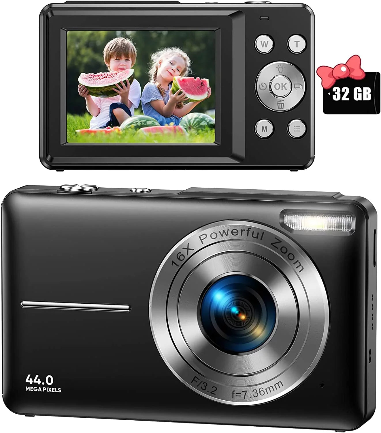 Digital Camera,  1080P Digital Camera for Kids Video Camera with 32GB  16X Digital Zoom, Compact Point
