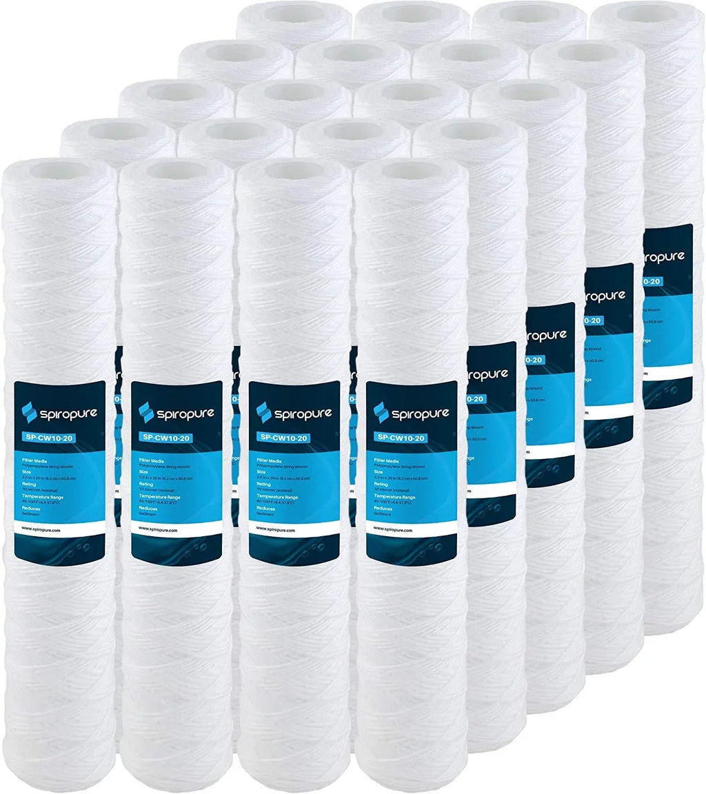 SpiroPure -CW50-20 20x2.5 50 Micron String-Wound Polypropylene Sediment Water Filter Cartridge -25-2050 (Case of 20)